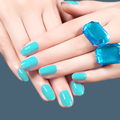 BLUE SHORT GLOSSY NAILS