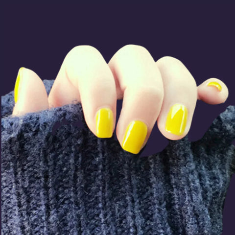YELLOW SHORT GLOSSY NAILS
