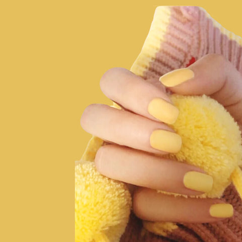 YELLOW MATTE SHORT NAILS