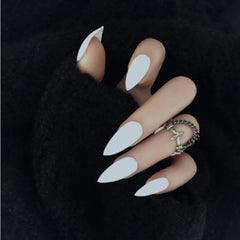 WHITE STILETTO MATTE NAILS