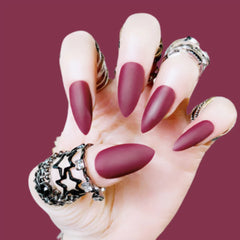REDDISH MARRON STILETTO MATTE NAILS