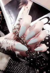 GRAY STILETTO MATTE NAILS