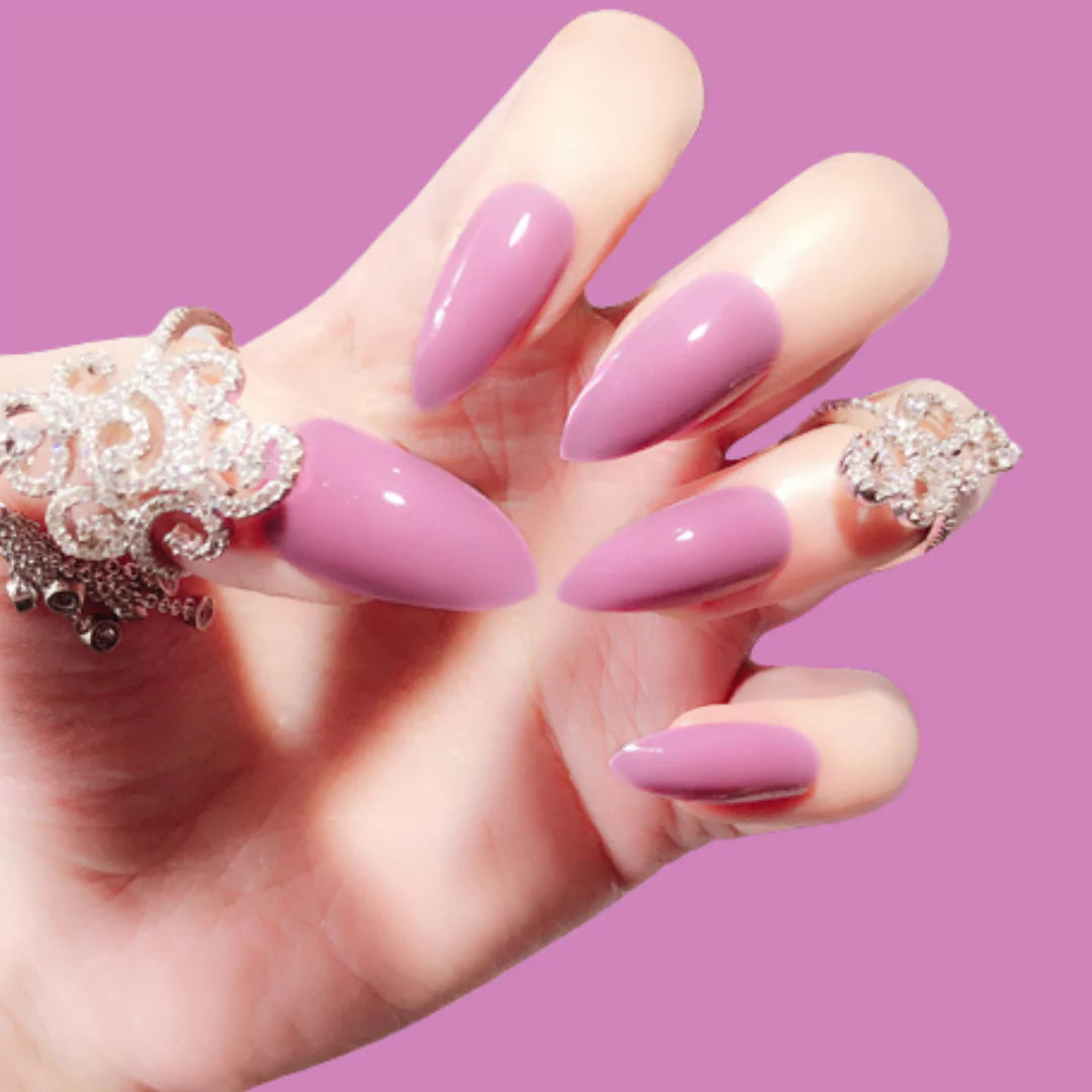 PURPLE STILETTO GLOSSY NAILS
