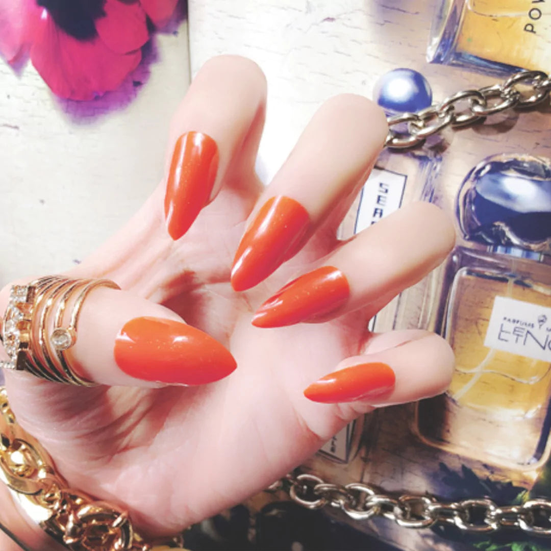 RED STILETTO GLOSSY NAILS