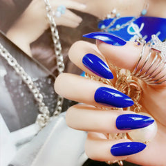 BLUE STILETTO GLOSSY NAILS