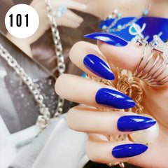 BLUE STILETTO GLOSSY NAILS