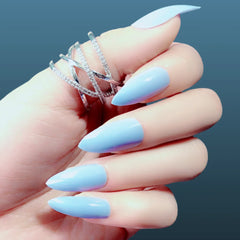 SKY BLUE STILETTO GLOSSY NAILS