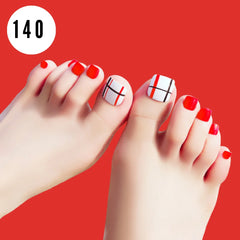 RED WHITE FOOT NAILS