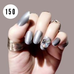 GRAY GEMSTONE BRIDAL NAILS