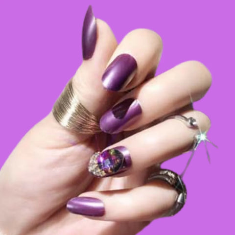 PURPLE GEMSTONE BRIDAL NAILS