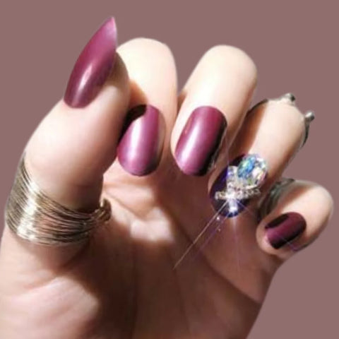 REDDISH PURPLE GEMSTONE BRIDAL NAILS