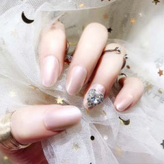 PEACH GEMSTONE BRIDAL NAILS