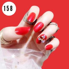 RED GEMSTONE BRIDAL NAILS