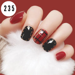 RED BLACK SHORT NAILS