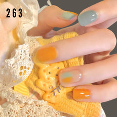 GREEN ORANGE PATTERN NAILS