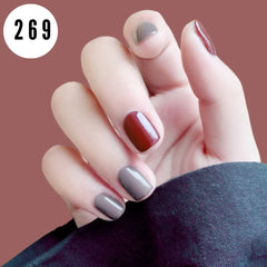 MAROON GRAY SHORT NAILS