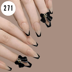 GLAM NOIR BOW NAILS