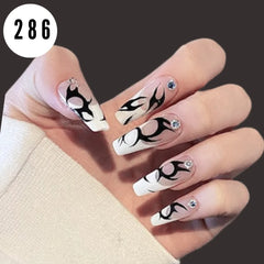 WHITE FRENCH ABSTRACT NAILS