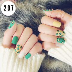 GREEN MATTE BROWN NAILS