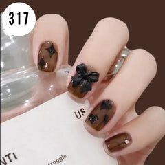 BROWN BLACK BOW NAILS