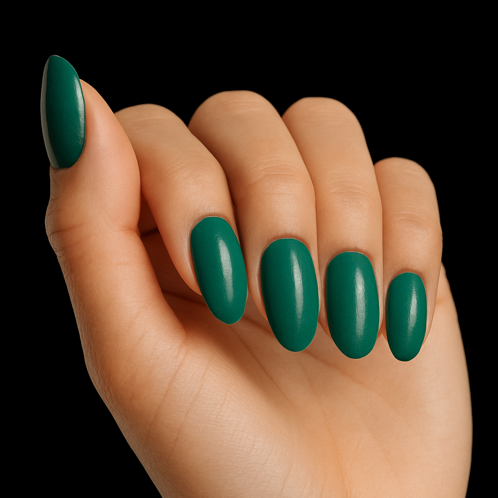 GREEN MEDIUM GLOSSY NAILS
