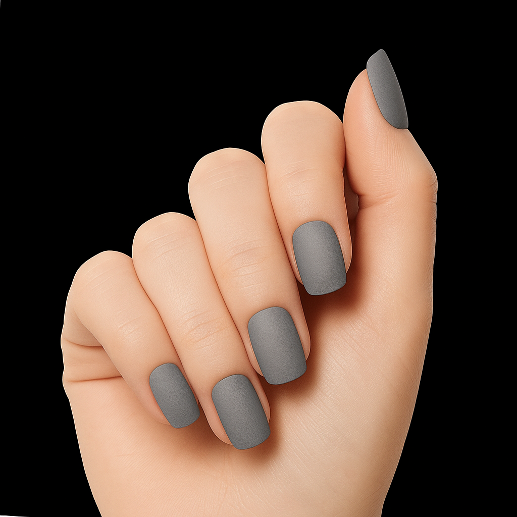 GRAY MATTE SHORT NAILS