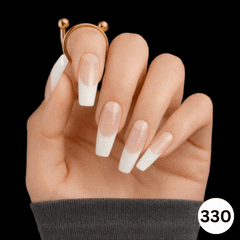 WHITE TIP FRENCH NUDE LONG NAILS