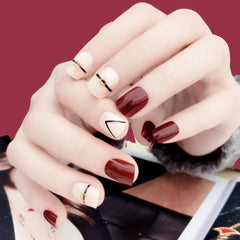 MAROON AND TRANSPARENT NAILS - R004