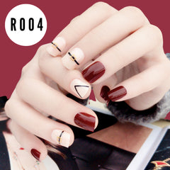 MAROON AND TRANSPARENT NAILS - R004