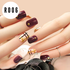 BROWN COFFEE GLITTER NAILS - R006