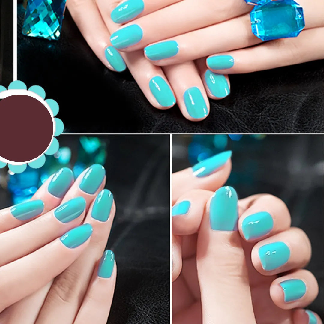 BLUE GLOSSY NAILS - R008