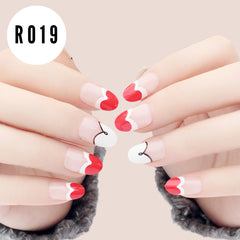 NUDE RED AND WHITE NAILS - R019