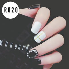 BLACK PEARL WHITE GOLDEN LINE NAILS - R20
