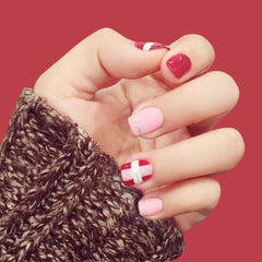 RED AND PINK GLITTER NAILS  - R024