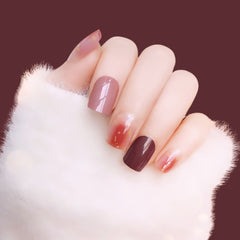 BROWN AND PINK GLITTER CHIP NAILS  - R043