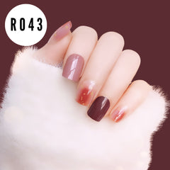 BROWN AND PINK GLITTER CHIP NAILS  - R043