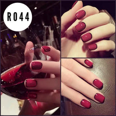 MAROON BLACK TIP FRENCH NAILS  - R044