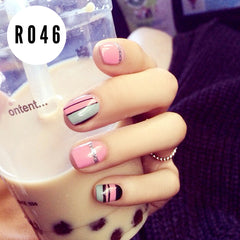 PINK AND BLACK NAILS  - R046