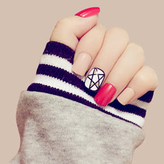 RED AND BLACK STAR NAILS- R022