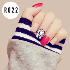 RED AND BLACK STAR NAILS- R022