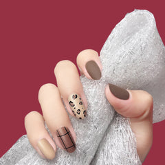 BROWN CHEETAH PRINT NAILS - R074