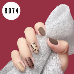 BROWN CHEETAH PRINT NAILS - R074
