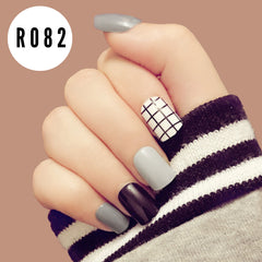 GRAY AND WHITE CHECK NAILS - R082
