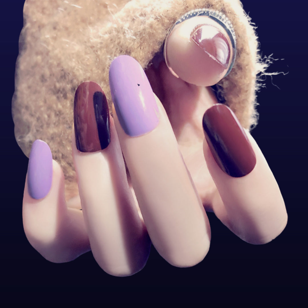 PURPLE AND MAROON GLOSSY NAILS - R085