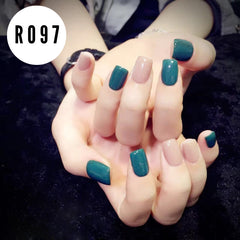 GREEN AND TEA PINK NAILS   - R097