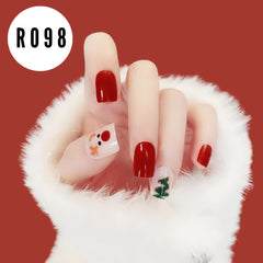 NUDE RED AND GREEN FACE NAILS - R098