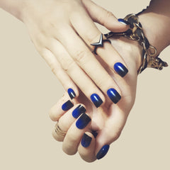 BLUE AND BLACK GLOSSY NAILS- R103