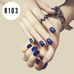 BLUE AND BLACK GLOSSY NAILS- R103