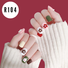 COLORFUL FLOWER AND PEARL NAILS- R104