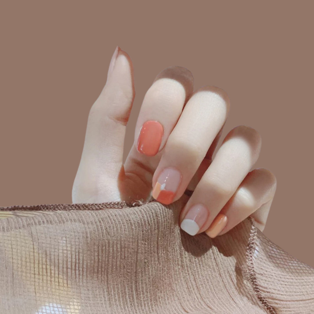 ORANGE AND PEACH NAILS- R108